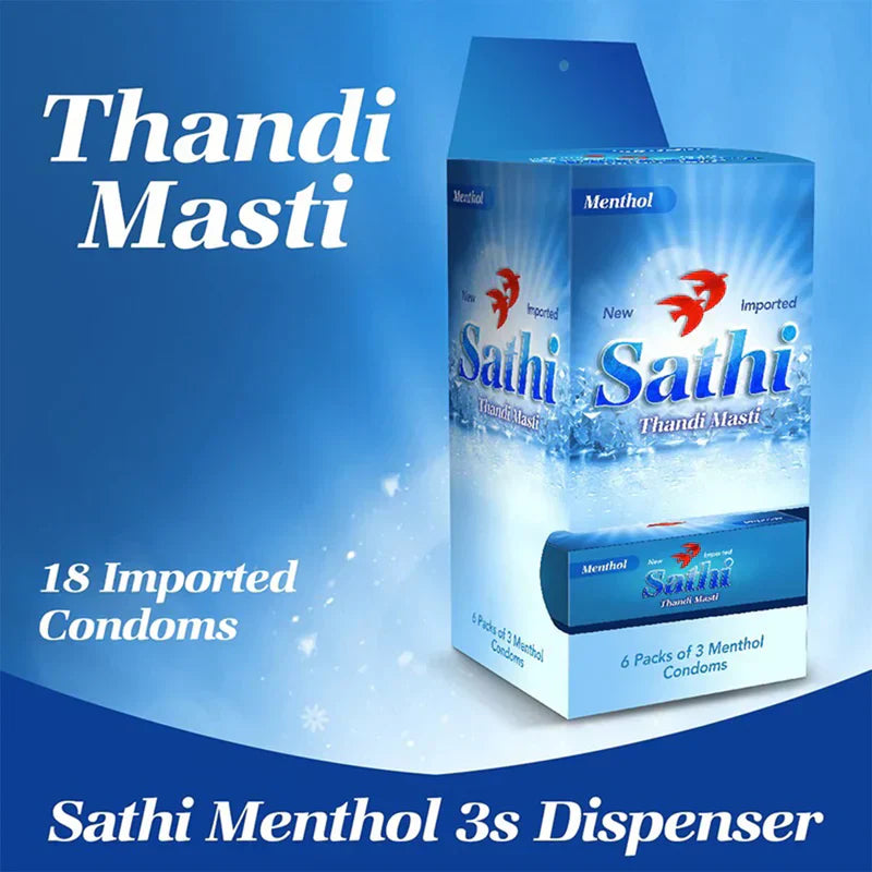 ❄️ Sathi Menthol (Thandi Masti) Imported Condom 💦 | Cool Sensation 🌬️ Extra Fun ❤️ (With Private Packing 🔞)