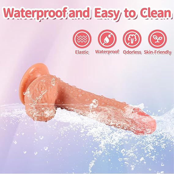 6.3 Inch Realistic Thin Dildo for Beginners, Soft Skinny Dildo Mini Anal Dildo with Balls & Strong Suction Cup