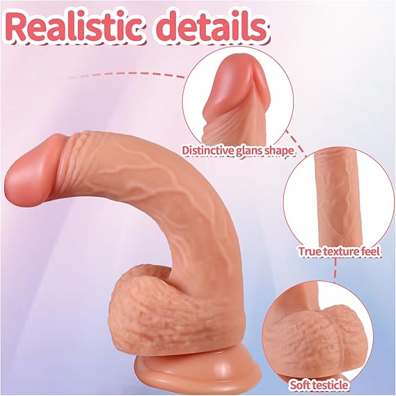 6.3 Inch Realistic Thin Dildo for Beginners, Soft Skinny Dildo Mini Anal Dildo with Balls & Strong Suction Cup