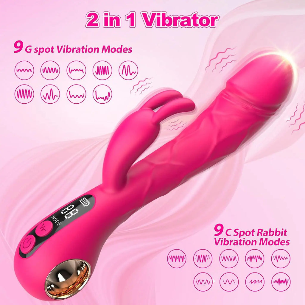Sweet Vibrations The Perfect Match - Flexible Rabbit Vibrator Sex Toy with 10 Powerful Settings for Women & Couples, Waterproof, Rechargeable, Quiet, Vibrating Wand for her Pleasure
